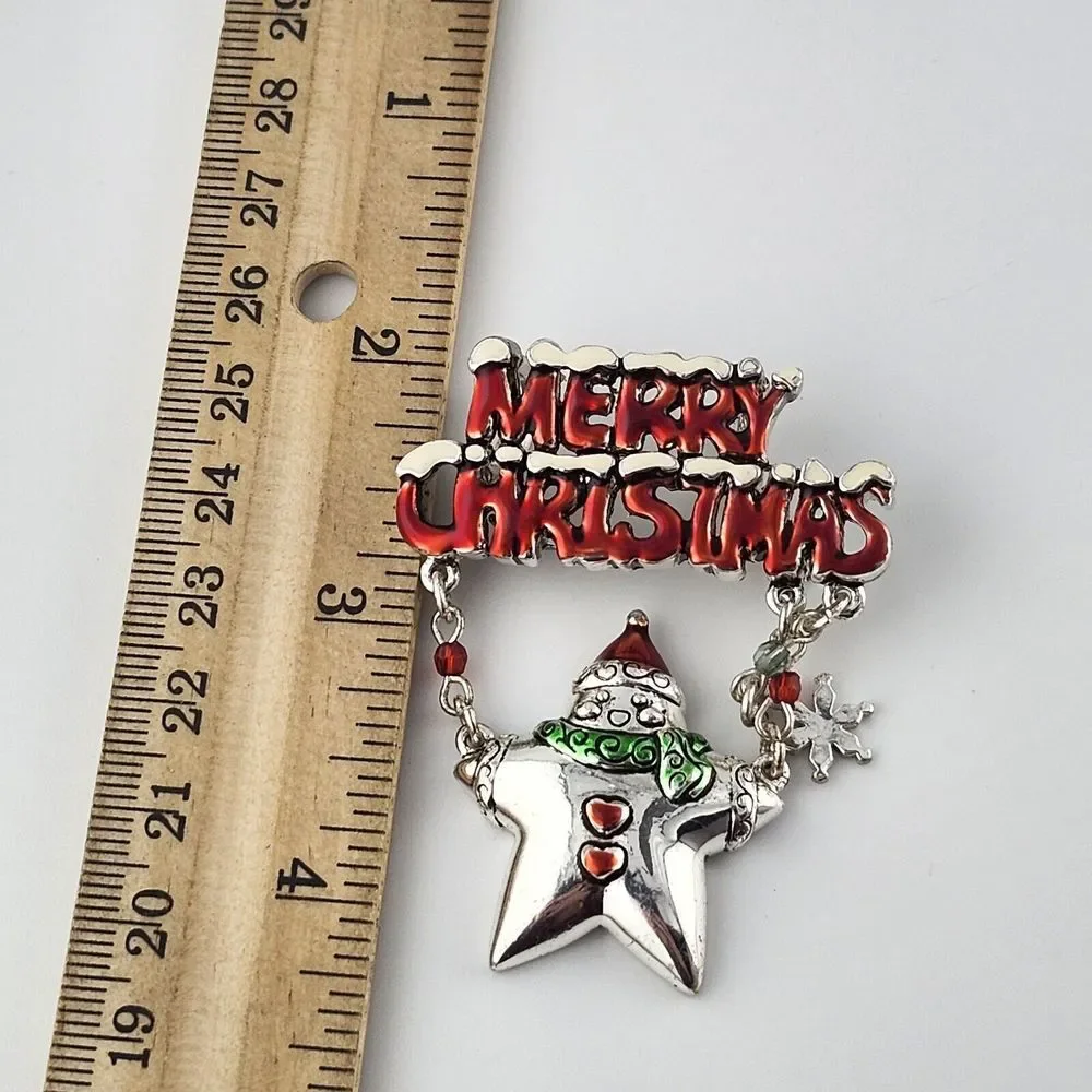 Merry Christmas Brooch Pendant Star Articulated‎